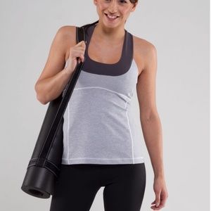 Lululemon Scoop Neck Tank Heathered Coal Wee Stripe / Coal